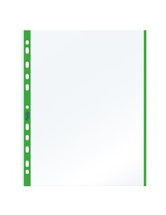 10 BUSTE FORATE 21x29.7cm C/BANDA COLORE VERDE 01/0165 100460031 FAVORIT BUSTE A PERFORAZIONE UNIVERSALE