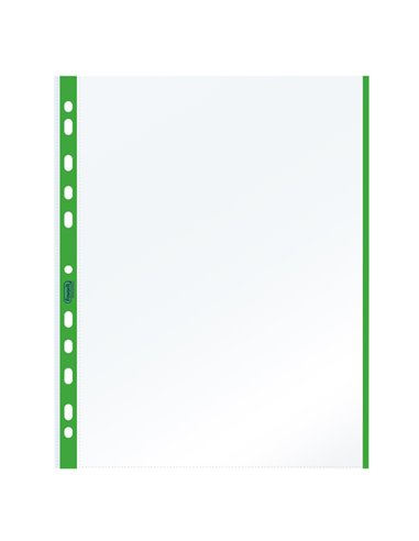 10 BUSTE FORATE 21x29.7cm C/BANDA COLORE VERDE 01/0165 100460031 FAVORIT BUSTE A PERFORAZIONE UNIVERSALE