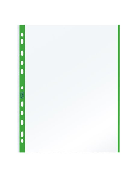 10 BUSTE FORATE 21x29.7cm C/BANDA COLORE VERDE 01/0165 100460031 FAVORIT BUSTE A PERFORAZIONE UNIVERSALE