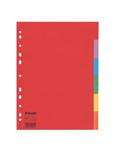 Separatore economy in cartoncino 160gr colorato 6 tasti A4 ESSELTE 100200 ESSELTE DIVISORI-SEPARATORI CON TASTI NEUTRI