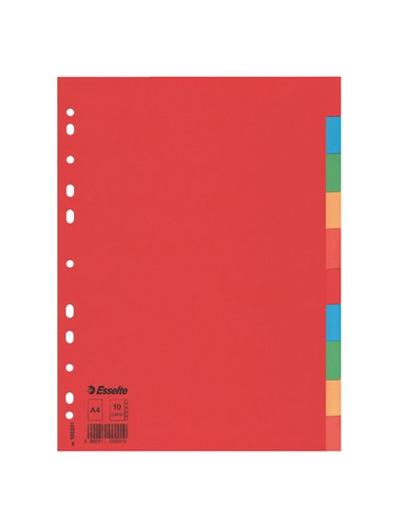 Separatore economy in cartoncino 160gr colorato 10 tasti A4 ESSELTE 100201 ESSELTE DIVISORI-SEPARATORI CON TASTI NEUTRI