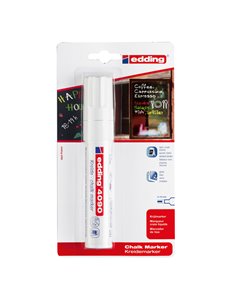 Marcatore EDDING 4090 punta scalpello gesso liquido bianco E-4090 049 EDDING SPECIALI (CD-VETRO-TESSUTI-ECC.)