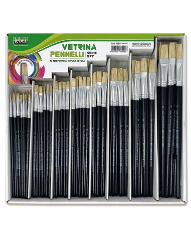 VETRINETTA 168 PENNELLI PUNTA PIATTA pura setola SERIE 577 LEBEZ 1999. LEBEZ ACCESSORI PITTURA