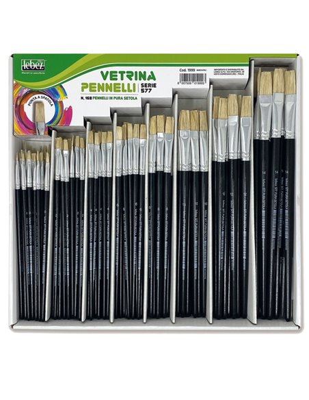 VETRINETTA 168 PENNELLI PUNTA PIATTA pura setola SERIE 577 LEBEZ 1999. LEBEZ ACCESSORI PITTURA