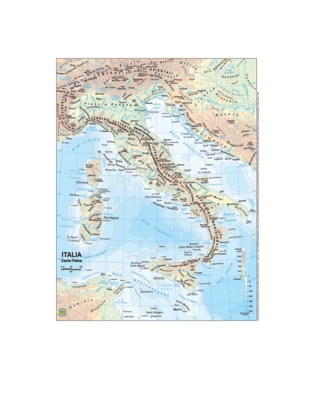 CARTA GEOGRAFICA SCOLASTICA PLASTIFICATA ITALIA 297X420MM BELLETTI BS01P BELLETTI CARTE GEOGRAFICHE MAGNETICHE E NON