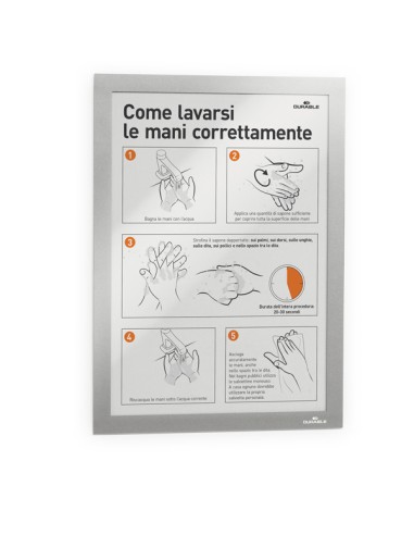 Cornice espositiva adesiva Duraframe® A3 29,7x42cm silver DURABLE 4873-23 DURABLE CORNICI DA PARETE E SUPPORTI