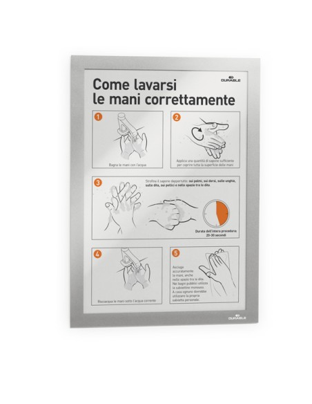 Cornice espositiva adesiva Duraframe® A3 29,7x42cm silver DURABLE 4873-23 DURABLE CORNICI DA PARETE E SUPPORTI