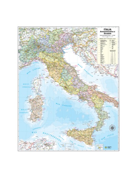 CARTA GEOGRAFICA MURALE ITALIA 67X85CM BELLETTI M06PP/07