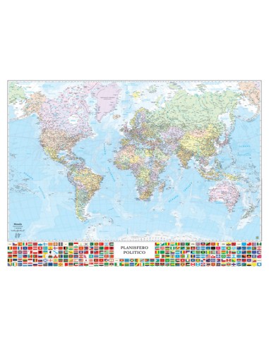 CARTA GEOGRAFICA MURALE PLANISFERO C/BANDIERE 132X97CM BELLETTI M09PL/07 BELLETTI CARTE GEOGRAFICHE MAGNETICHE E NON