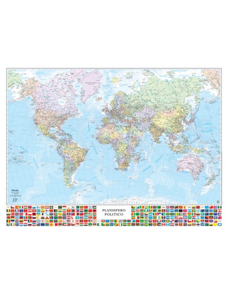 CARTA GEOGRAFICA MURALE PLANISFERO C/BANDIERE 132X97CM BELLETTI M09PL/07 BELLETTI CARTE GEOGRAFICHE MAGNETICHE E NON