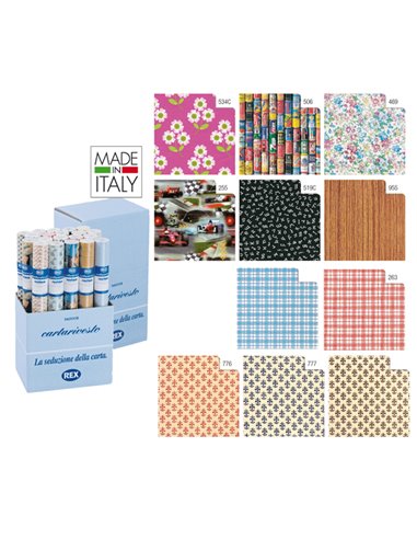 EXPO 50 ROTOLI CARTARIVESTO REX58 LAVABILE 50X500CM ASSORTITI X33X6-AP2