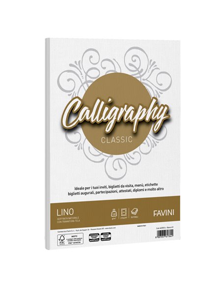 Carta CALLIGRAPHY LINO 120gr A4 50fg bianco 01 FAVINI A690514 FAVINI CARTE EVENTI-INVITI