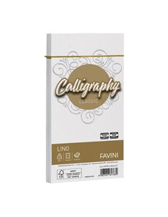 25 buste CALLIGRAPHY LINO 120gr 110x220mm bianco FAVINI A570514 FAVINI CARTE EVENTI-INVITI