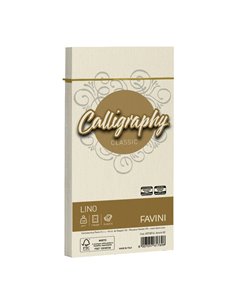 25 buste CALLIGRAPHY LINO 120gr 110x220mm avorio FAVINI A57Q514 FAVINI CARTE EVENTI-INVITI