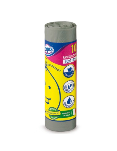 10 SACCHI IMMONDIZIA 70X110CM 120LT HD 16µ GRIGIO LOGEX C5LX-2006S
