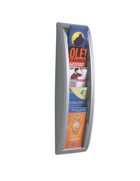 ESPOSITORE DA PARETE A 5 TASCHE A5 GRIGIO QUICK FIT SYSTEM K540635 PAPERFLOW PORTADEPLIANT DA PARETE