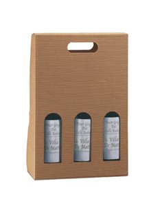 SCATOLA 3 BOTTIGLIE 270x90x385mm ONDA AVANA 7768C SCOTTON CESTI REGALO E BOMBONIERE