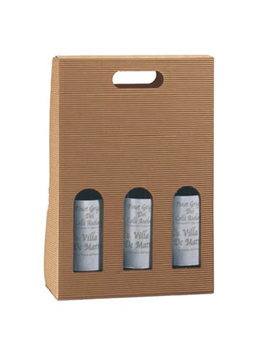 SCATOLA 3 BOTTIGLIE 270x90x385mm ONDA AVANA 7768C SCOTTON CESTI REGALO E BOMBONIERE