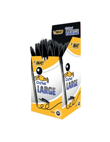Scatola 50 penna sfera CRISTAL® large 1,6mm nero BIC® 880648