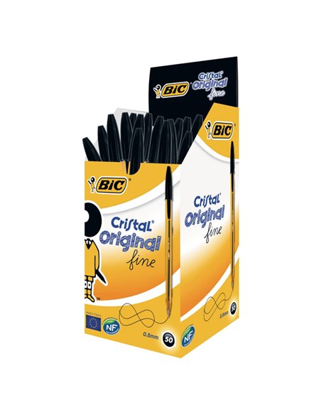 Scatola 50 penna sfera CRISTAL® fine 0,8mm nero BIC® 872731 BIC CON CAPPUCCIO