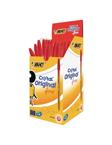 Scatola 50 penna sfera CRISTAL® fine 0,8mm rosso BIC® 872720