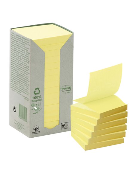 BLOCCO 100foglietti Post-it® Z-Notes Green 76x76mm R330-1T GIALLO RICICL.100 7100172251