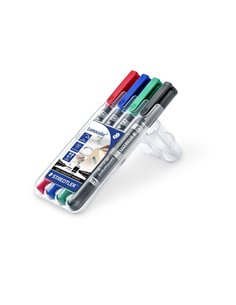 BUSTA 4 PENNARELLI LUMOCOLOR DUO PERMANENT 348 F/M 348WP4 STAEDTLER PERMANENTI