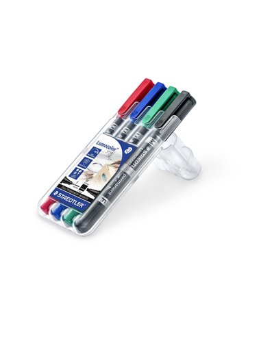 BUSTA 4 PENNARELLI LUMOCOLOR DUO PERMANENT 348 F/M 348WP4 STAEDTLER PERMANENTI