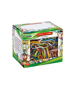 ELASTICO IN GOMMA MISURA E COLORI ASSORT. SCATOLA 500G 50500.