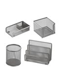 Set scrivania 4 accessori in rete metallica argento 1424 LEBEZ 1424-S