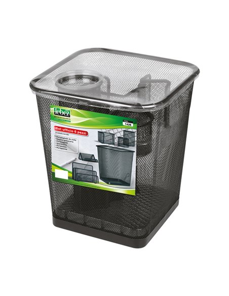 Set scrivania 6 accessori in rete metallica nero 1426 LEBEZ 1426-N LEBEZ SET SCRIVANIA
