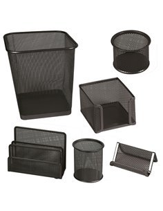 Set scrivania 6 accessori in rete metallica nero 1426 LEBEZ 1426-N LEBEZ SET SCRIVANIA 2