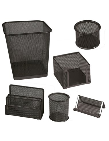 Set scrivania 6 accessori in rete metallica nero 1426 LEBEZ 1426-N LEBEZ SET SCRIVANIA