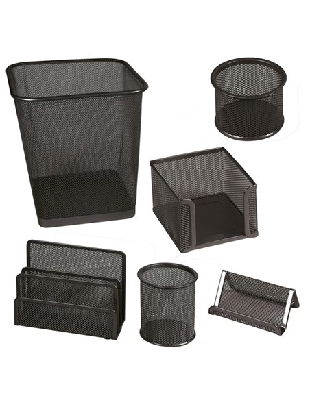 Set scrivania 6 accessori in rete metallica nero 1426 LEBEZ 1426-N LEBEZ SET SCRIVANIA