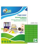 Etichetta adesiva LP4F verde fluo 70fg A4 70x36mm (24et/fg) Tico LP4FV-7036