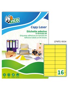Etichetta adesiva LP4F giallo fluo 70fg A4 99,1x34mm (16et/fg) Tico LP4FG-9934 TICO ETICHETTE CARTA COPY-LASER-INKJET