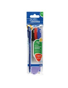 Blister 4 penna sfera cancellabile CANCELLIK 1,0mm col.assortiti TRATTO 042300