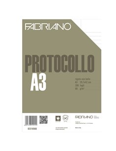 Protocollo uso bollo 200fg 60gr f.to A3 chiuso (21x29,7cm) Fabriano 19100745 FABRIANO FOGLI PROTOCOLLO
