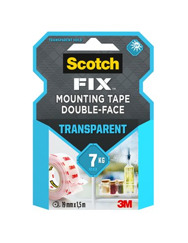 Nastro biadesivo Scotch FIX™ 19MMX1,5MT trasparente Scotch® 7100261816 SCOTCH NASTRI BIADESIVI