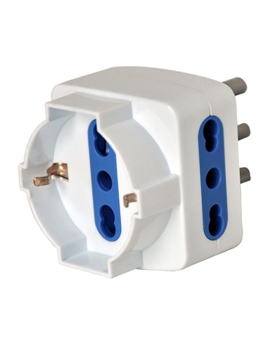 ADATTATORE TRIPLO CON SPINA 2P+T 16A - 2 PRESE 10/16A + 1 SCHUKO 492518066 MKC CAVI-PRESE-PROLUNGHE