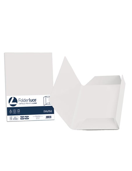25 cartelline 3 lembi ACQUA 200gr 24,5x34,5cm bianco FAVINI A500434 FAVINI CARTELLINE A TRE LEMBI