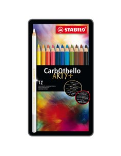 Astuccio metallo 12 CarbOthello colori assortiti Stabilo 1412-6