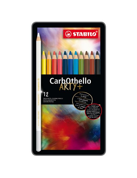 Astuccio metallo 12 CarbOthello colori assortiti Stabilo 1412-6