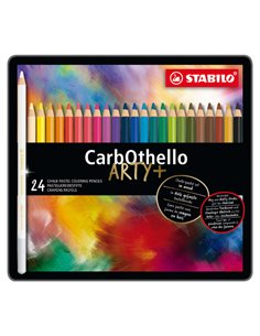 Astuccio metallo 24 CarbOthello colori assortiti Stabilo 1424-6 STABILO GESSETTI-CARBONCINO