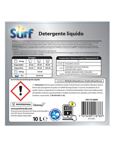 DETERSIVO LAVATRICE LIQUIDO 10LT SURF 7518800 SURF DETERGENTI-DETERSIVI PER PULIZIA