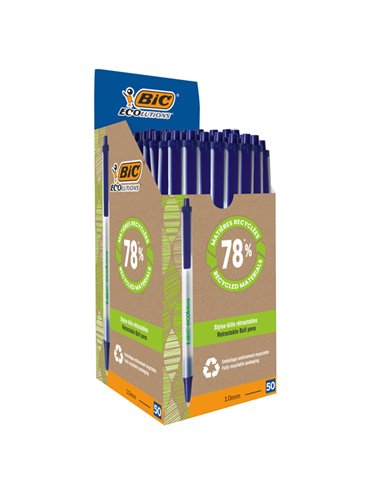 SCATOLA 50 PENNE A SFERA SCATTO ECOlutions BLU 1.0MM BIC 8806891 BIC A SCATTO