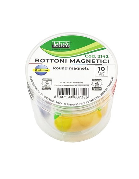 BARATTOLO 10 MAGNETI TONDI Ø 40MM COLORI ASS. ART.2142 2142