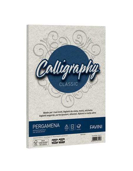 Carta CALLIGRAPHY PERGAMENA 190gr A4 50fg perla 10 FAVINI A694084