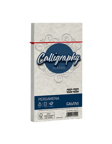 25 buste CALLIGRAPHY PERGAMENA 110x220mm 90gr perla FAVINI A574203