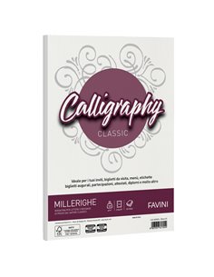 Carta CALLIGRAPHY MILLERIGHE 100gr A4 50fg bianco 01 FAVINI A690224 FAVINI CARTE EVENTI-INVITI